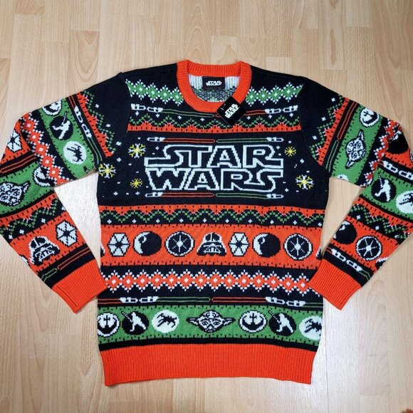 NEW‎ Star Wars Yoda Ugly Christmas Sweater Men's Size Small Holiday Knit Gamers